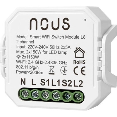 Smart ovládač osvetlenia NOUS L8 2-kanálový WiFi Tuya