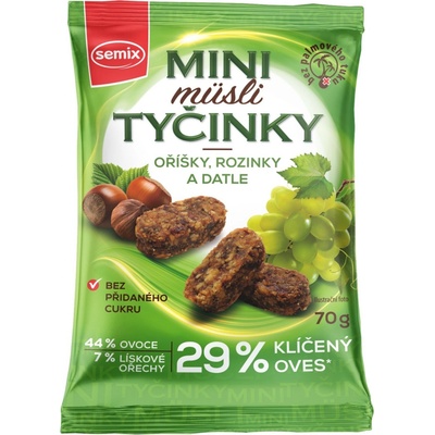 Mini Müsli tyčinky s kakaovými boby a pomerančem bez lepku SEMIX 70 g – Zboží Dáma