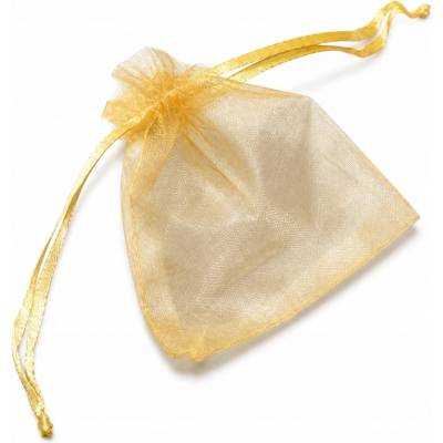 žiadna značka Vrecúška na darčeky z organzy. Zlatá farba. 7x9 cm, 10 ks