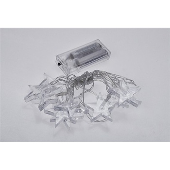 Solight LED vianočná reťaz hviezdy 1,5m 10x LED 2x AA modré svetlo