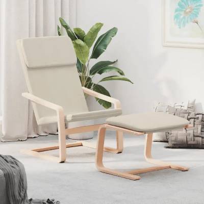 vidaXL 3154412 Relaxační s podnožkou krémové textil