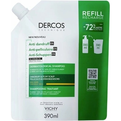 Vichy Dercos šampón proti lupinám pre suché vlasy náplň 390 ml