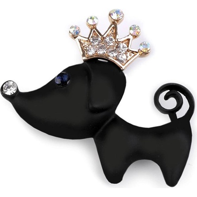 Stoklasa brož s broušenými kamínky pes kočky 1 černá pejsek