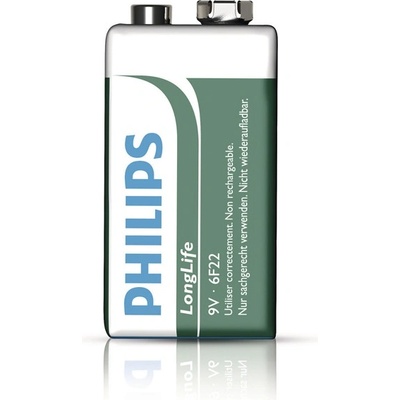 Philips LongLife 9V, цинково-хлоридна батерия (6F22L1F/10)