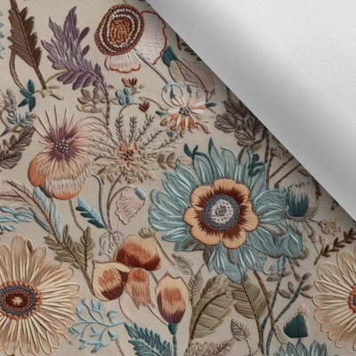 Takoy Látka s potlačou nepremokavý polyester TD / NS béžová výšivka potlač Rose
