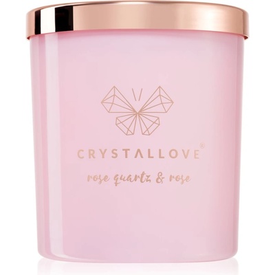 CRYSTALLOVE Crystalized Scented Candle Rose Quartz & Rose ароматна свещ 220 гр