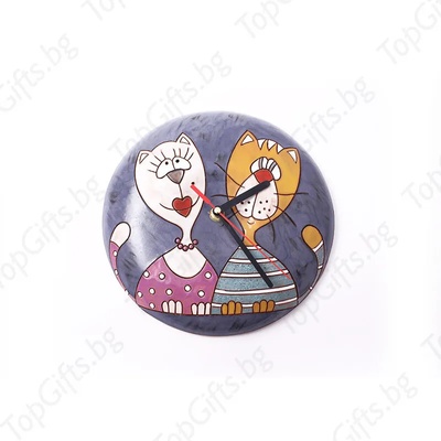 Стенен часовник кръгъл с котки