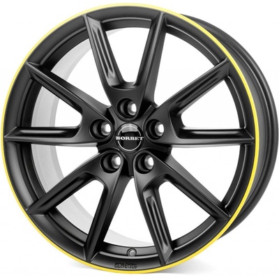 Borbet LX 8x18 5x112 ET44 black matt rim yellow