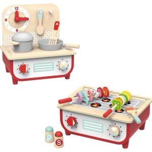 Tooky toys Детска дървена кухня и барбекю, 2 в 1 (tf327)