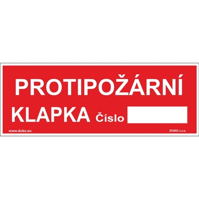 DUKO PROTIPOŽÁRNÍ KLAPKA Formát: 150 x 55 mm