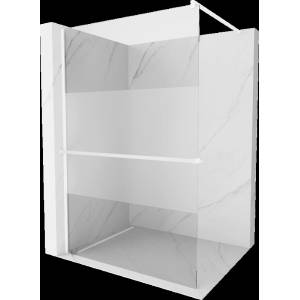 Mexen Kioto+ стена за душ с рафт Walk-in 110 x 200 см, прозрачен/мраз, бял - 800-110-121-20-35 (800-110-121-20-35)