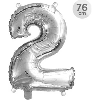 Balón narodeninový 76 cm číslo 2 strieborný