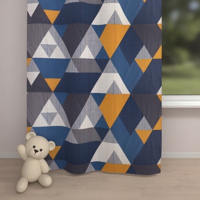Biante Detský bavlnený záves Sandra SA-390 Modro-béžovo-oranžové trojuholníky 150x250 cm