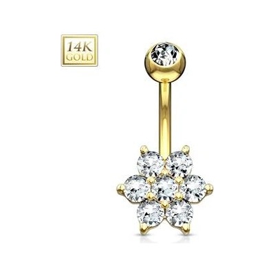 Šperky4U zlatý piercing do pupíku kytička ZL01043-YG