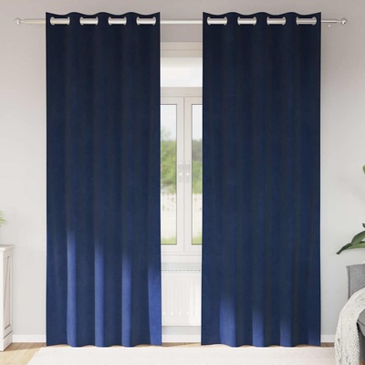 vidaXL Затъмняващи завеси 2 pcs Тъмен син 140 x 260 cm Кадифе (4107197)
