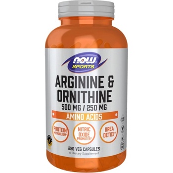 Image 1 of NOW Arginine/Ornithine 500/250 mg [250 капсули]