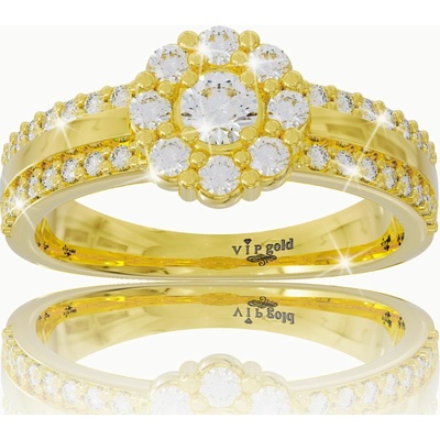 VIPgold Zlatý prsteň s bielymi zafírmi v žltom zlate R35746z