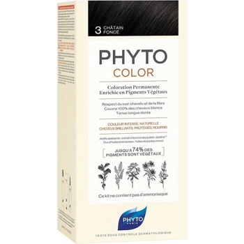 Image 1 of PHYTO Безамонячна боя за коса 3 Тъмен Кестен , Phyto Phytocolor Coloration Permanente 3 Dark Brown 50ml