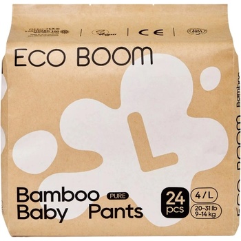 Eco Boom Бамбукови еко пелени гащи Eco Boom Premium - Размер 4, 9-14 kg, 24 броя (ECO BOOM)