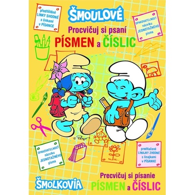 Šmoulové - Procvičuj si psaní písmen a číslic + stíratelný popisovač s plstěným hrotem