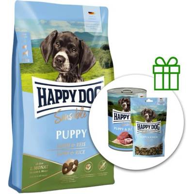 Happy Dog Puppy Агнешка и Ориз 18 кг + 6x консерви Puppy & Junior + 10x Snack БЕЗПЛАТНО