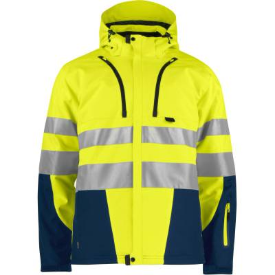 Projob 6420 Padded softshell reflexní bunda unisex hi vis žlutá fluorescent/navy