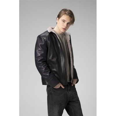 Jacket Club Dericlub Мъжко палто с подплата от каракул sdx2027 - Черно #358166 (358166_Черно)