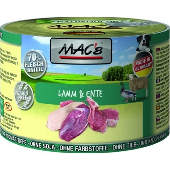 MAC's Mac’s Dog Adult, консерва за пораснали кучета, БЕЗ ЗЪРНО, с агне и патица (мин. 70% месо), 200 гр - Германия - 939VE