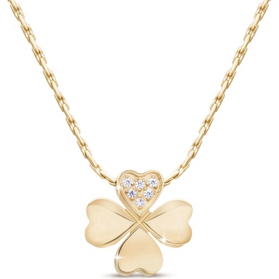 Ellami Pozlacený řetízek 14k z chirurgické oceli, lanko se čtyřlístkem 3002141