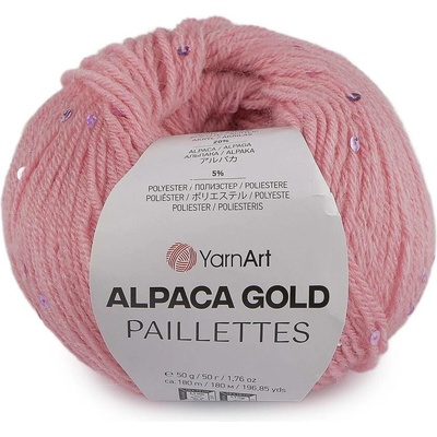 Pletací příze Alpaca Gold s flitry 50 g Varianta: 3 (9306) růžová sv., Balení: 1 ks 60464/156279/279960