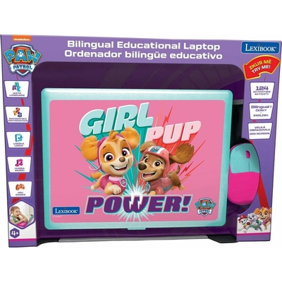 Lexibook česko‑anglický vzdělávací notebook růžový PAW PATROL, 124 aktivit