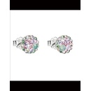 Evolution Group strieborné náušnice kôstka s kryštálmi Swarovski mix farieb okrúhle 31136.3 sakura