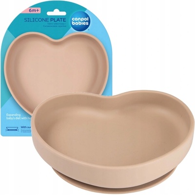 Canpol babies Silicone Suction Plate Heart Beige silikonový talíř s přísavkou 300 ml