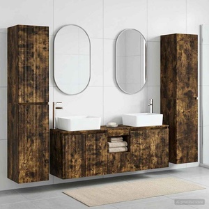 vidaXL Комплект мебели за баня 5 бр. Опушен дъб 33 x 34, 5 x 160 см (3406038)