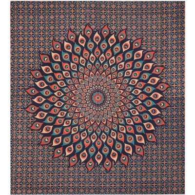 Sanu Babu přehoz na postel s tiskem Mandala modro-červený 200 x 230 cm