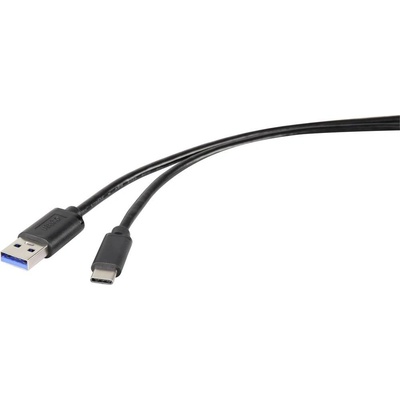 Renkforce RF-4535906 USB, USB 3.2 Gen1 (USB 3.0 / USB 3.1 Gen1) USB-A zástrčka, USB-C ™ zástrčka, 1.8m, černý