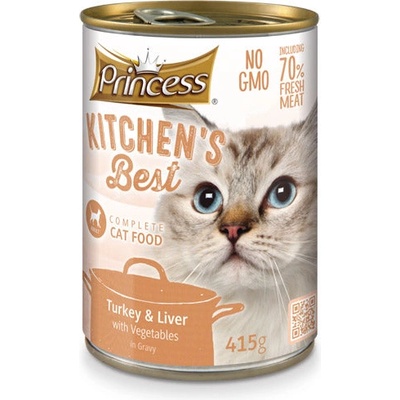Petnutrition ПОСЛЕДНИ БРОЙКИ: Консерва за котки с пуешко, дроб и зеленчуци в сос princess kitchen's best 415gr