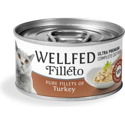 WELLFED Гурме за котки Wellfed Filleto Pure Turkey, 70 гр
