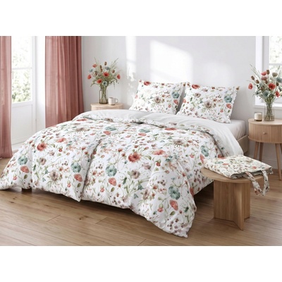 Áčko perkalových obliečok FLORALA Red 2x70x90 2x140x200