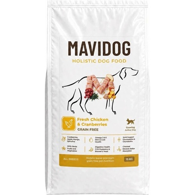 Mavidog Holistic GF Growing & Active Dog Fresh Chicken & Cranberries 15 kg