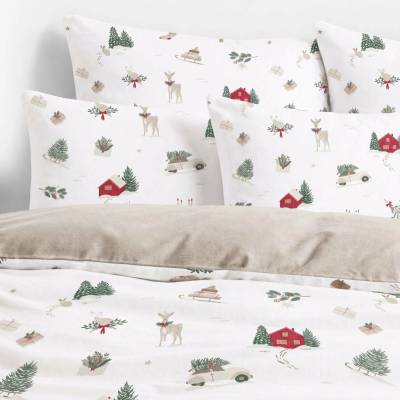 Goldea vianočné flanel obliečky duo tradičné vianoce s latte 140x220 70x90