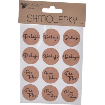 Samolepky Děkuji /pro tebe 12 ks pr. 3 cm