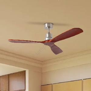 ZEVENTI - Таванен вентилатор LIONI Wi-Fi Tuya хром/дъб + дистанционно управление (ZV0046)