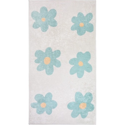Vitaus Детски килим подходящ за пране в цвят мента и слонова кост 60x100 cm Cute Flowers Green - Vitaus (KRN-6203-Green-60x100)