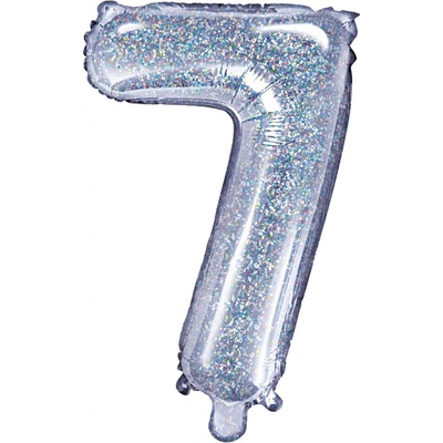 Balónek fóliový číslo "7" holografický 35 cm