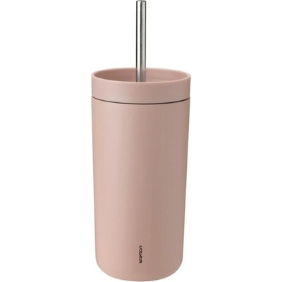 Stelton Termální hrnek To Go Sip z dvojité oceli s brčkem 400 ml starorůžový