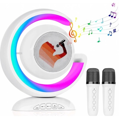 KARAOKE SADA LED BLUETOOTH BEZDRÁTOVÁ 2 MIKROFONY + REPRODUKTOR PRO DĚTI