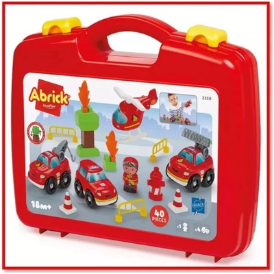 Ecoiffier Abrick: Детски пожарникарски комплект в куфар - 40 части (7900003359)