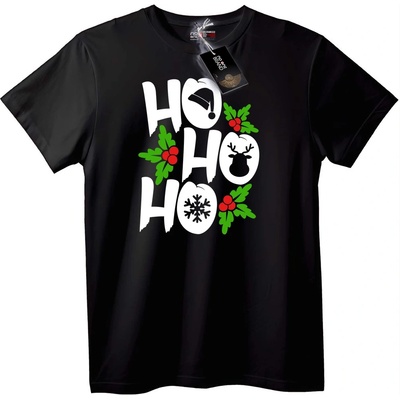 NOONEBRAND Тениска Коледа HO HO HO - XS, Black