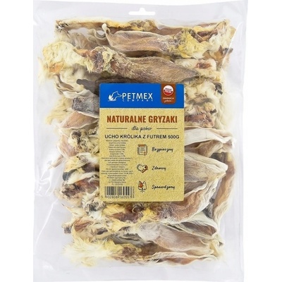 Petmex Králičie ucho s kožušinou Prírodné hryzátko 500 g